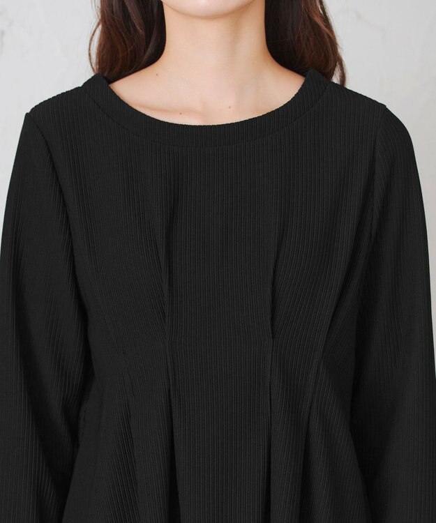 Tiaclasse 【洗える】リップルコンビワンピース ブラック