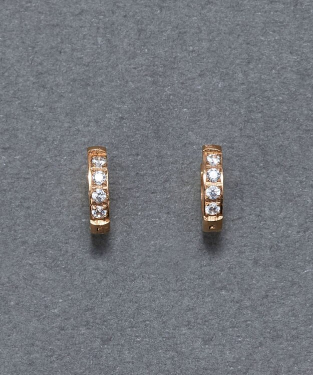 Phoebe 【金属アレルギー対応】ワンタッチビジューフープミニピアス　ローズゴールド/サージカルステンレス ローズゴールド