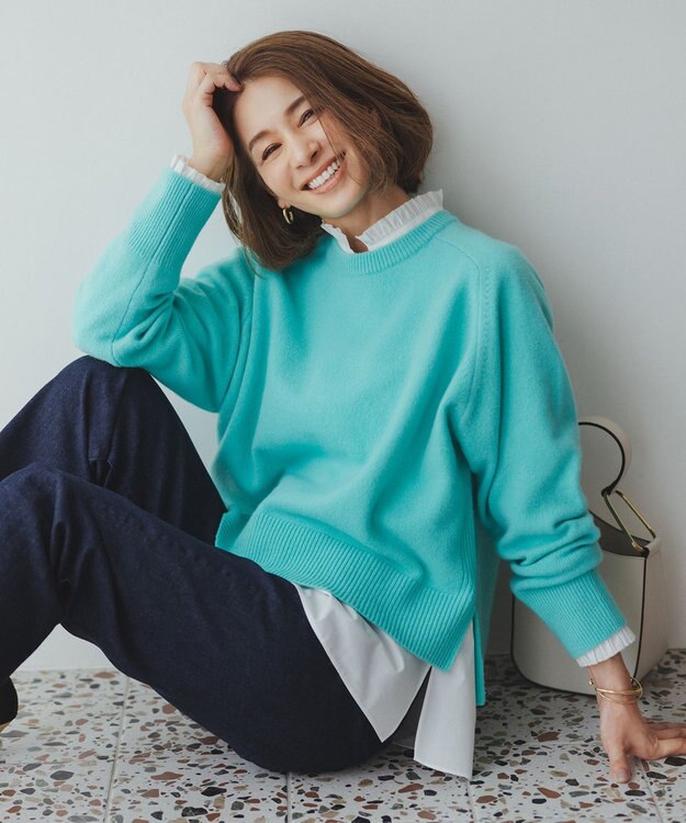 UNFILO カシミヤブレンド クルーネックニット ミント