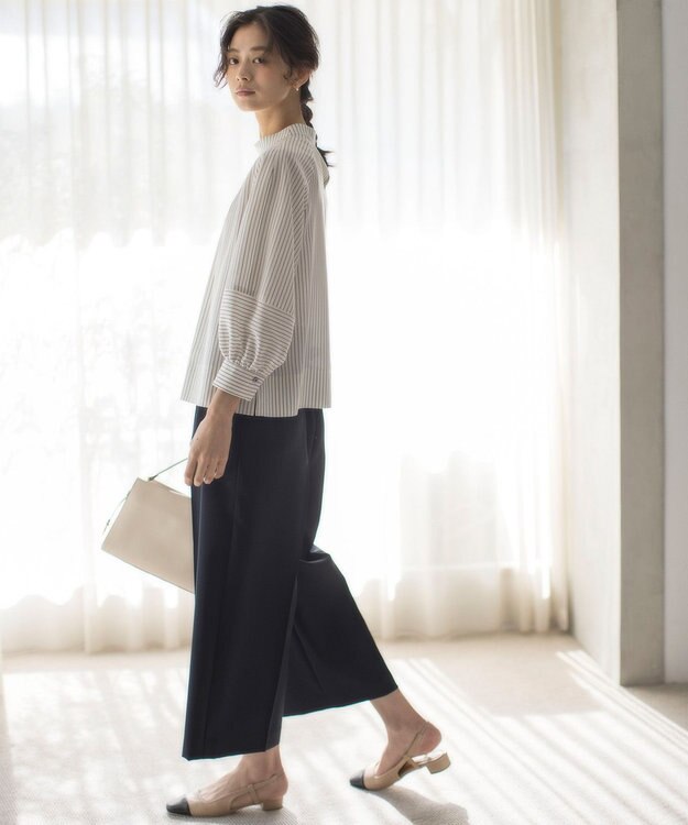 組曲 L 【ストレッチ・イージーケア】オシャクロス ガウチョパンツ ネイビー系