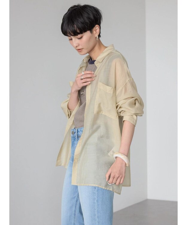 AMERICAN HOLIC シアーＣＯＯＬポケット付きルーズシャツ Light Beige