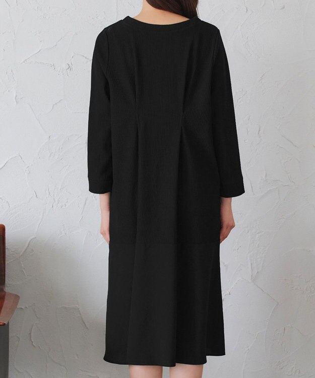 Tiaclasse L 【洗える】リップルコンビワンピース ブラック