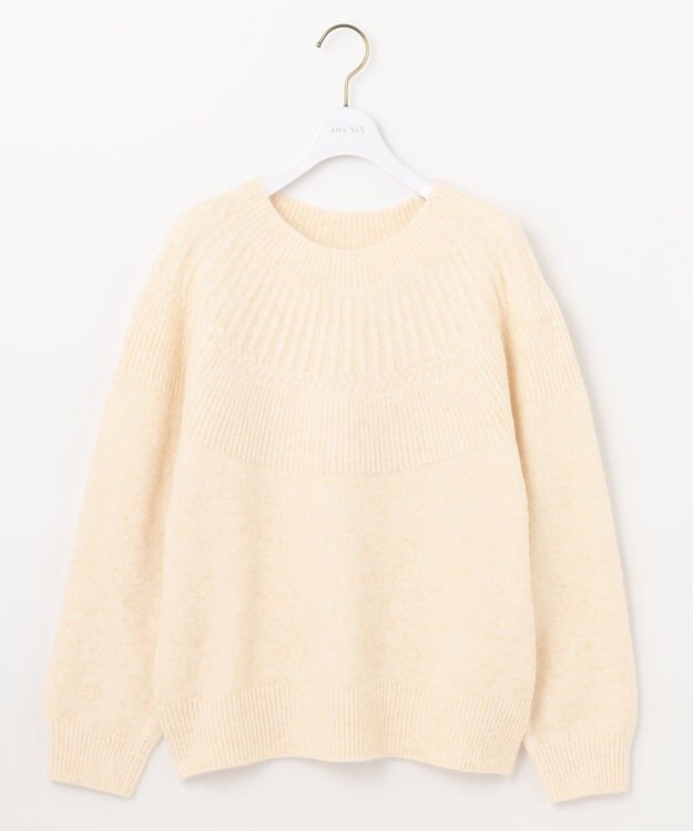 ANY SIS L 【洗える】ソフトタッチ求心 ニット アイボリー