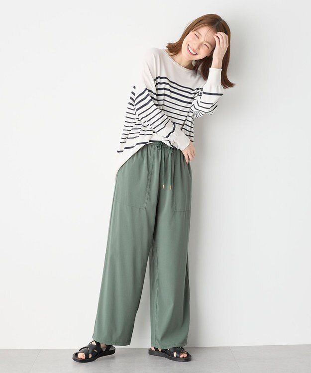 ANY L 【洗濯機可能/接触冷感/UVケア/イージーケア】清涼リラックスパンツ グリーン