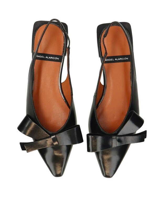 INTER-CHAUSSURES 【ANGEL ALARCON】ポインテッドトウローヒールリボンパンプス ブラック