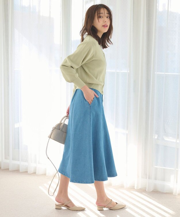 Feroux 【洗える】ビジューボタン2WAY カーディガン ライトグリーン系