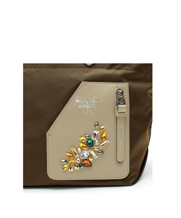 A.D.M.J. 【撥水】デービス/スワロフスキー・クリスタル　ライダースファスナートート バンブー