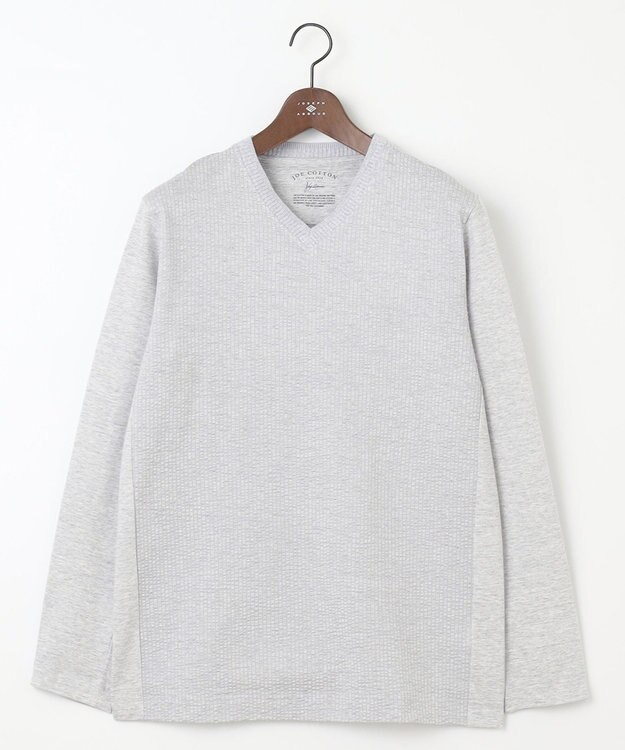 JOSEPH ABBOUD 【オリジナルオーガニックコットン使用】JOE COTTONサッカーVネックシャツ ライトグレー系7