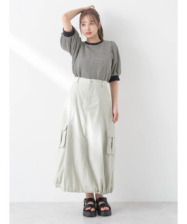 earth music&ecology バルーンカーゴスカート Light Green