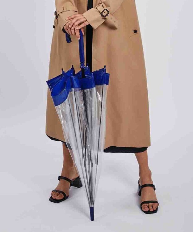 MOONBAT 【雑誌掲載／non・no】フルトン (FULTON) Birdcage ワンポイントロゴ 長傘 透明傘 ネイビーブルー