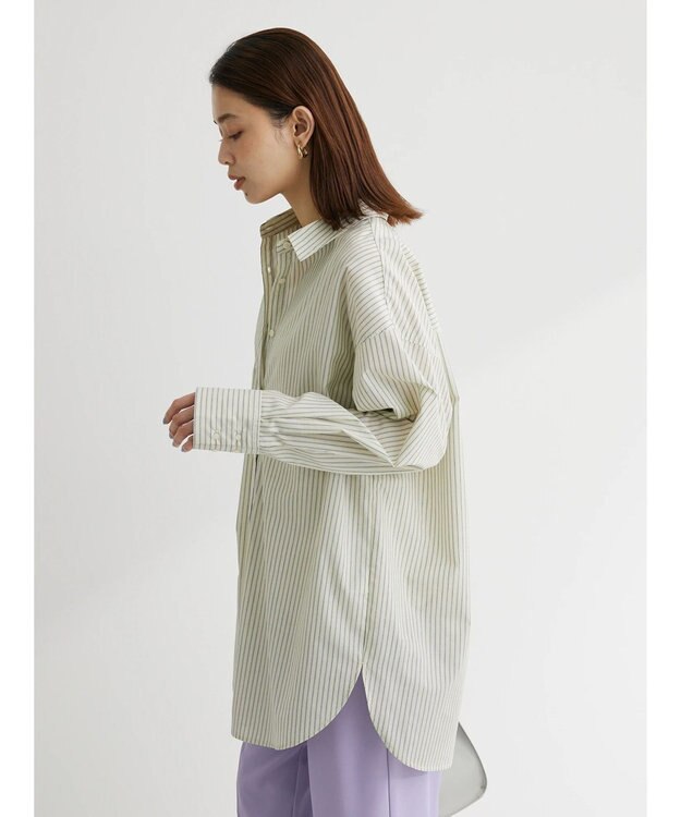 Green Parks ゆったり衿つきシャツ Stripe