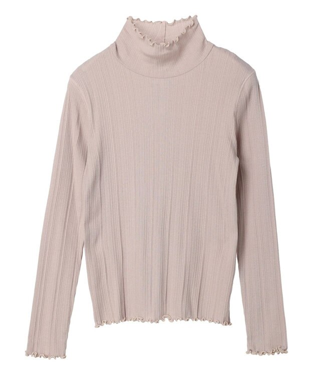 earth music&ecology コットンシアータートルネックプルオーバー Beige