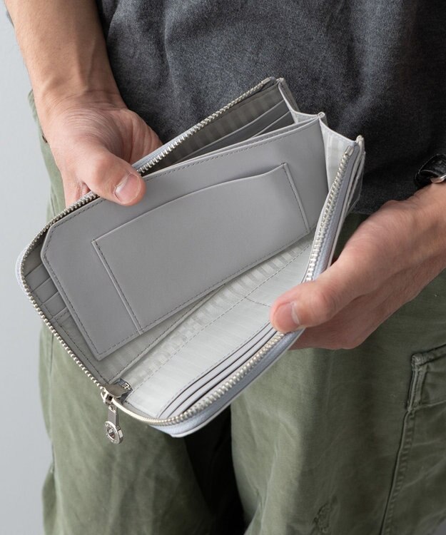 MIYABIYA La quoh with kirakaracho 南蛮七宝アルチザンレザー L字ファスナー財布 月白銀（シルバー）