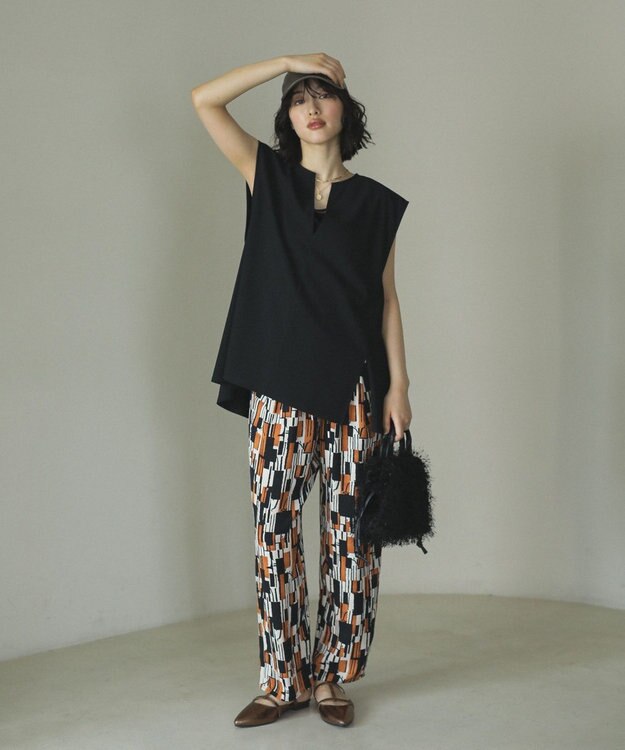 Green Parks リップルフレアベスト Black