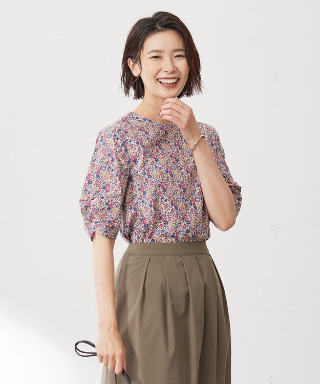 J.PRESS LADIES L 【洗える】LIBERTY ギャザースリーブ 5分袖 ブラウス レッド系5