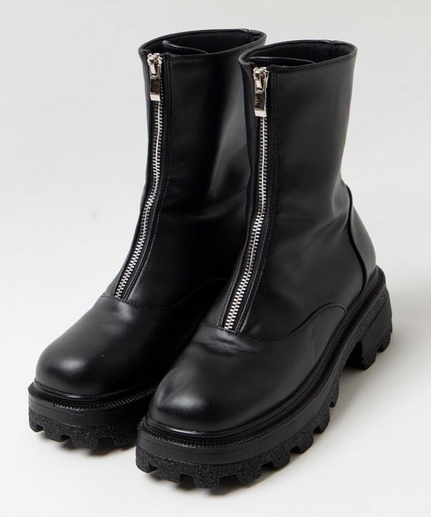 WEGO フロントZIPショートブーツ ブラック