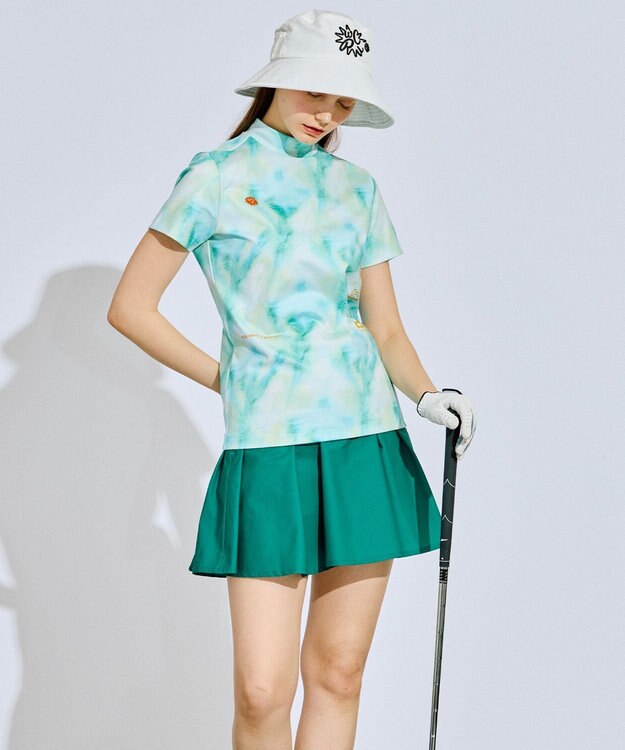 PW CIRCULUS 【吸水速乾  / UV遮蔽率99.5%  UVカット / ストレッチ】【WOMEN】タイダイ柄モックネックT ゴルフウェア レディース ブルー系5