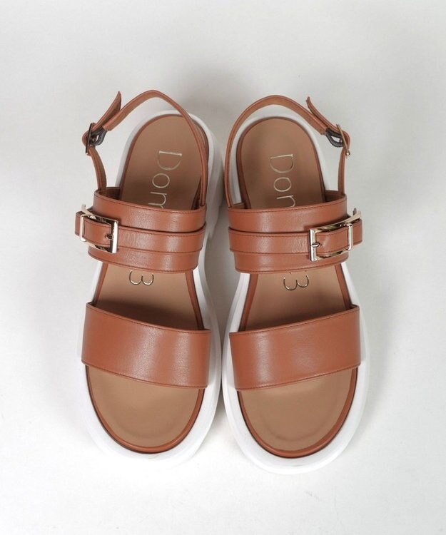 Dominic3 ボリュームソール レザーバックルサンダル キャメル