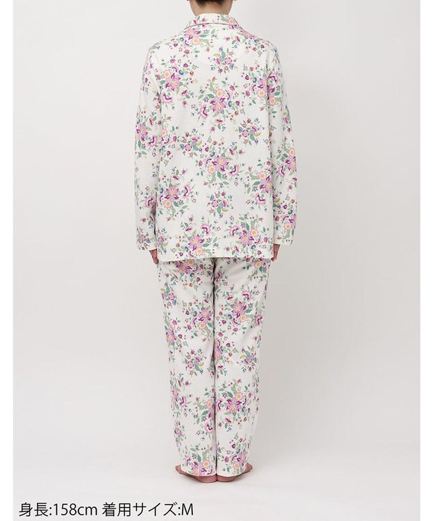 WACOAL ワコール_リラックス＆スリープ パジャマ 綿混(本体) あったか 長袖 長ズボン ミントン レディース NDW462 /ワコール ホワイト