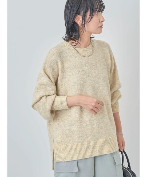 Green Parks ラメ糸ミックスニットプルオーバー Yellow