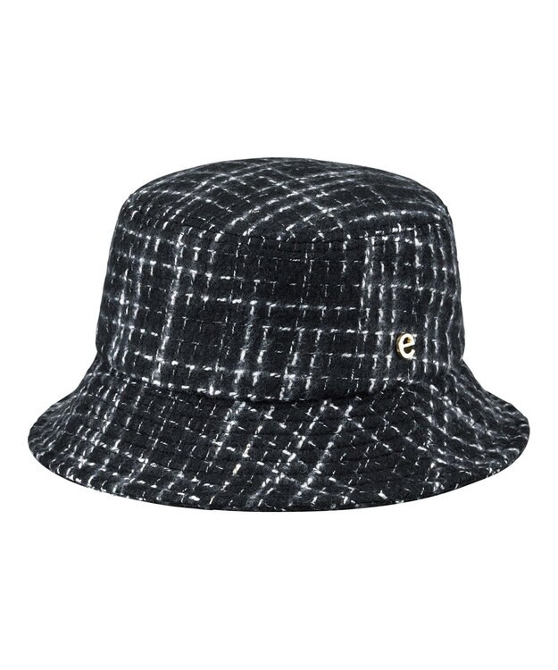 MOONBAT estaa(エスタ) ざっくりツイード バケットハット  帽子 手洗い可能 サイズ調整可能 ブラック