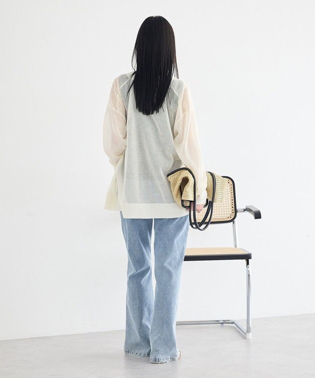 earth music&ecology シアーＶネックカーディガン Off White