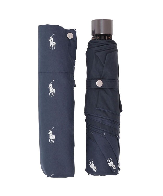 MOONBAT 【WEB限定】POLO RALPH LAUREN（ポロ ラルフローレン） 折りたたみ傘 ポロポニー プリント ネイビーブルー