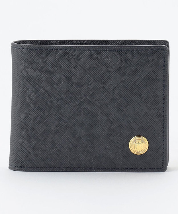 J.PRESS MEN 【MORPHO×J.PRESS】エンブレムボタン 二つ折り財布(小銭入れ付き札入) ネイビー系