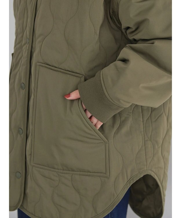 AMERICAN HOLIC キルポカリブ付きキルティングブルゾン Khaki