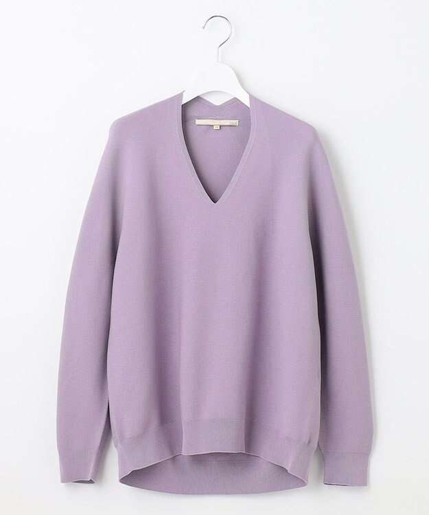 自由区 【洗える】コットンストレッチホールガーメント プルオーバーニット ローズ系