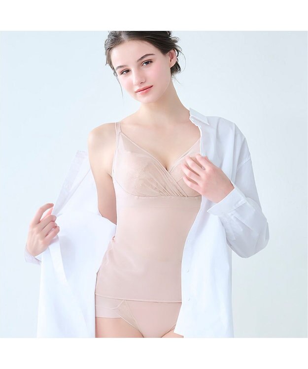 BRADELIS New York 【BRADELIS NewYork peace / ノンワイヤー】綿さらタッチ!ナチュラルフィットブラキャミ25 ブラデリス 補正 下着 カップ付き ブラトップ キャミソール ローズ