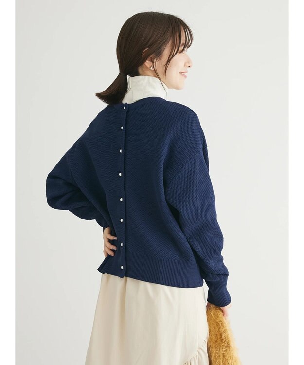 Green Parks ２ｗａｙ　パール釦ニットプルオーバー Dark Navy