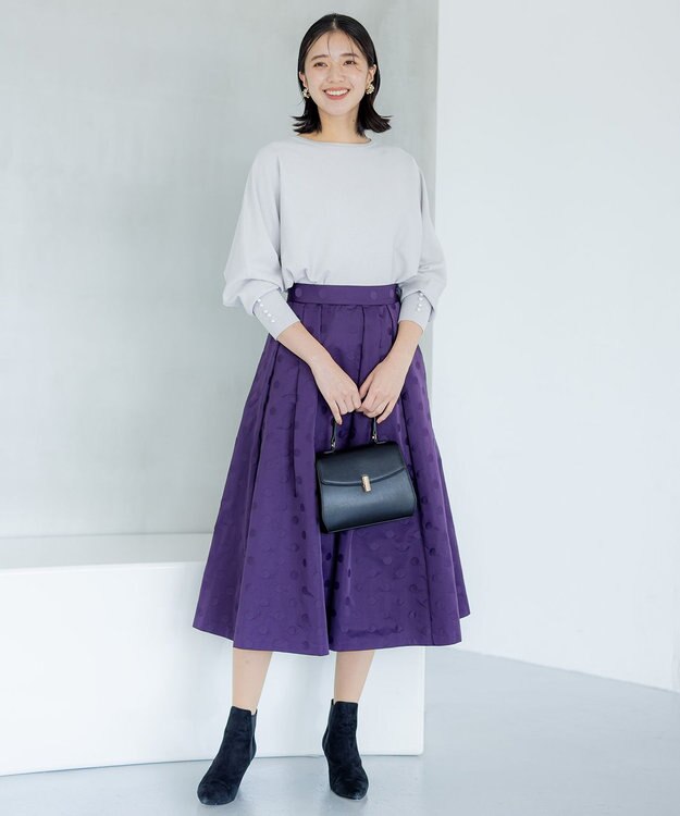 組曲 ドットジャガード フレア スカート パープル系
