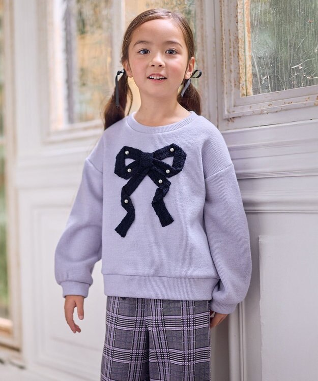ANY KIDS リボン ニットソー トレーナー ラベンダー