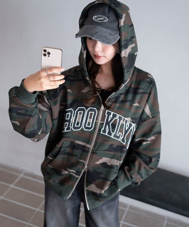 WEGO グラフィックBIGZIPパーカー 柄1