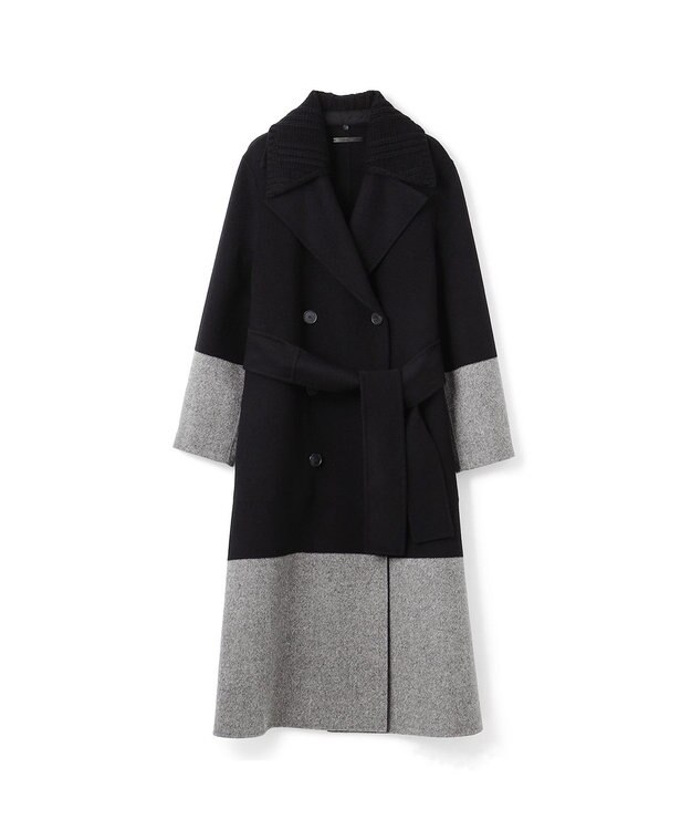 JOSEPH ダブルフェイスカラーブロック　ダブルブレステッドコート Black/grey