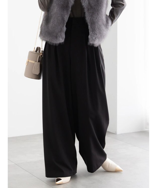 Te chichi タックワイドフルレングスパンツ ブラック