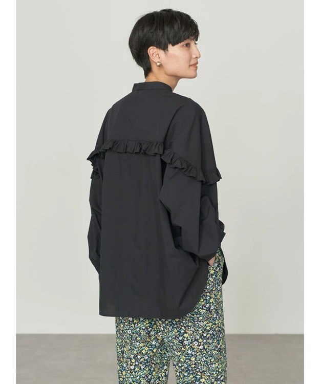 AMERICAN HOLIC フリルバンドカラーシャツ Black