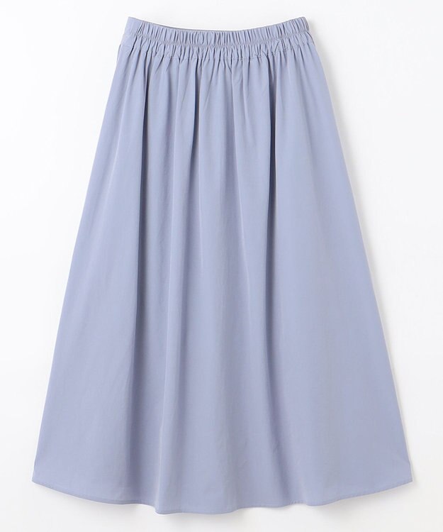 ANY 【ウエストゴム】タフタフレアスカート ライトブルー