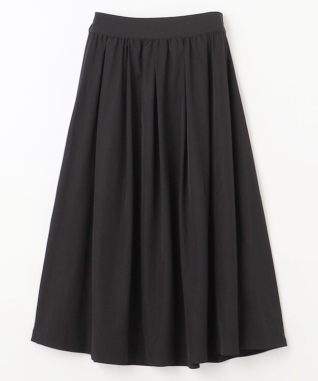 ANY 【ウエストゴム】タフタフレアスカート ブラック
