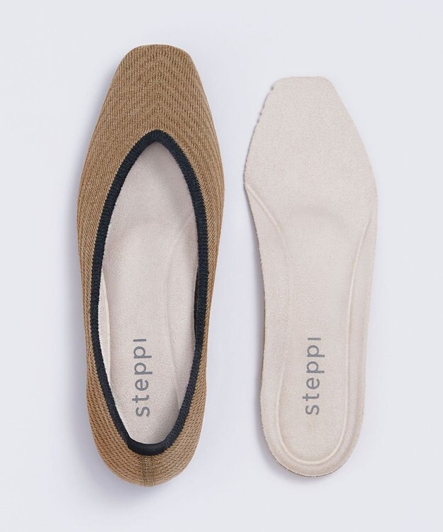 steppi ウール混 スクエア パンプス ベージュ