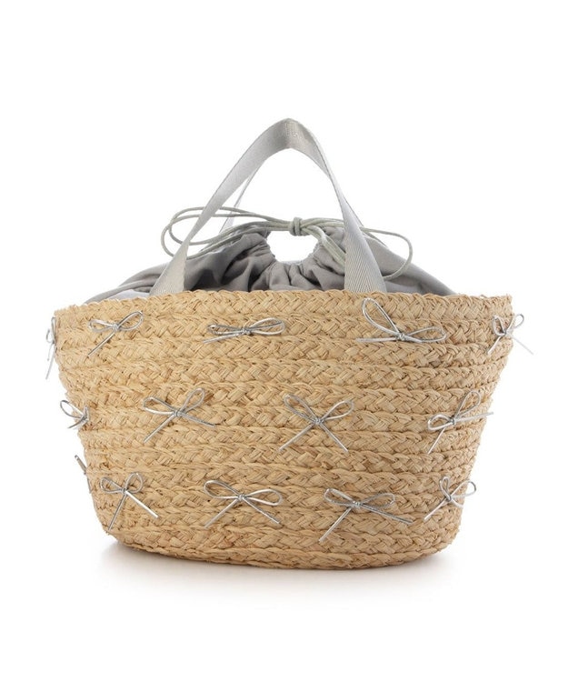 UNBILLION カカトゥ kakatoo / ラフィアブレードリボンバッグ カゴバッグ シルバー