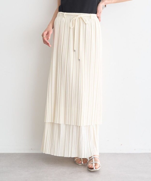 earth music&ecology プリーツレイヤードライクスカート Ivory