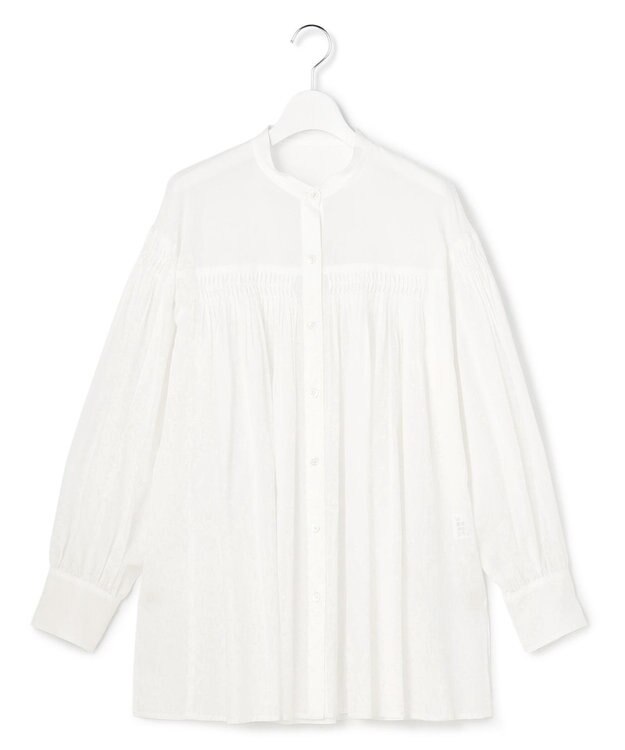 23区 L 【SLOW/一部店舗限定】コットンボイル ギャザー ブラウス ホワイト系