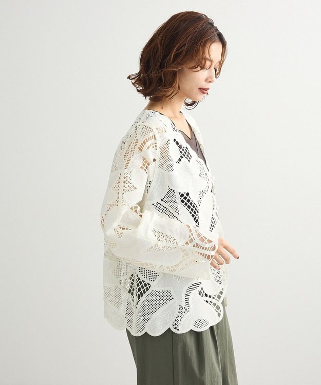 Green Parks ・ＥＬＥＮＣＡＲＥ　ＤＵＥ　レーシーカーディガン Ivory