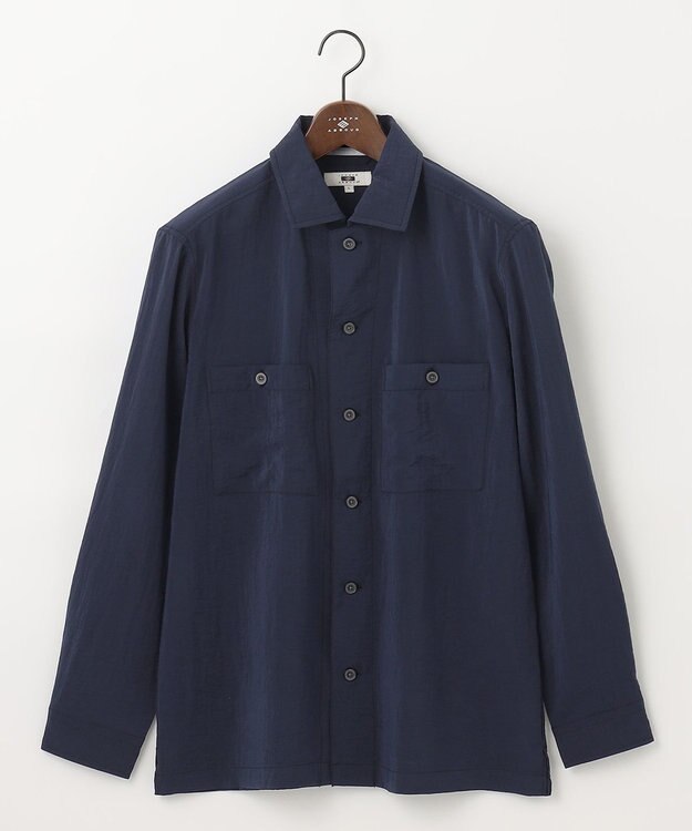 JOSEPH ABBOUD 【サスティナブル】リンクルマイヤー シャツアウター ネイビー系