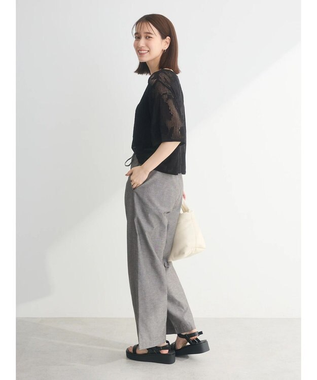 Green Parks 花柄メッシュニットプルオーバー Black