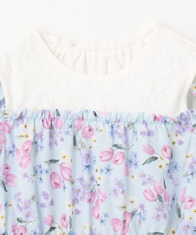 ANY KIDS オン・オフショルダー チューリップ ワンピース サックスブルー系