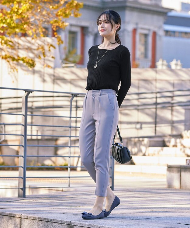 Tiaclasse 【洗える】スクエアネックリブ編みニットトップス ブラック