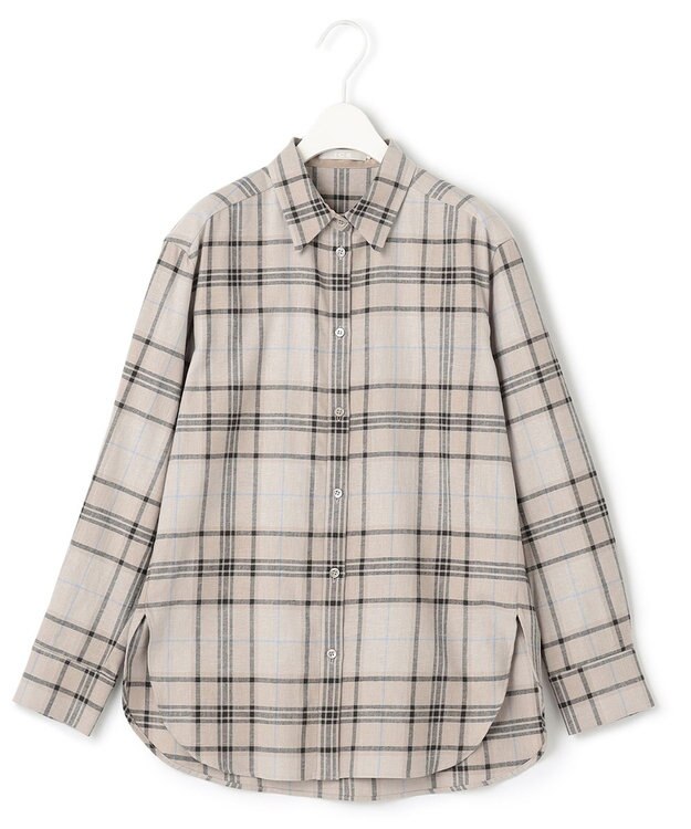 ICB 【洗える】コットンカポックチェック シャツ アイボリー系チェック柄